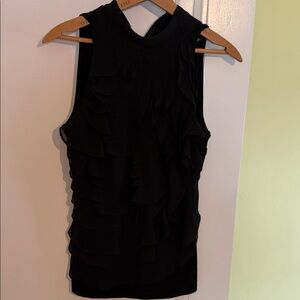 White House Black Market Black Ruffle Blouse